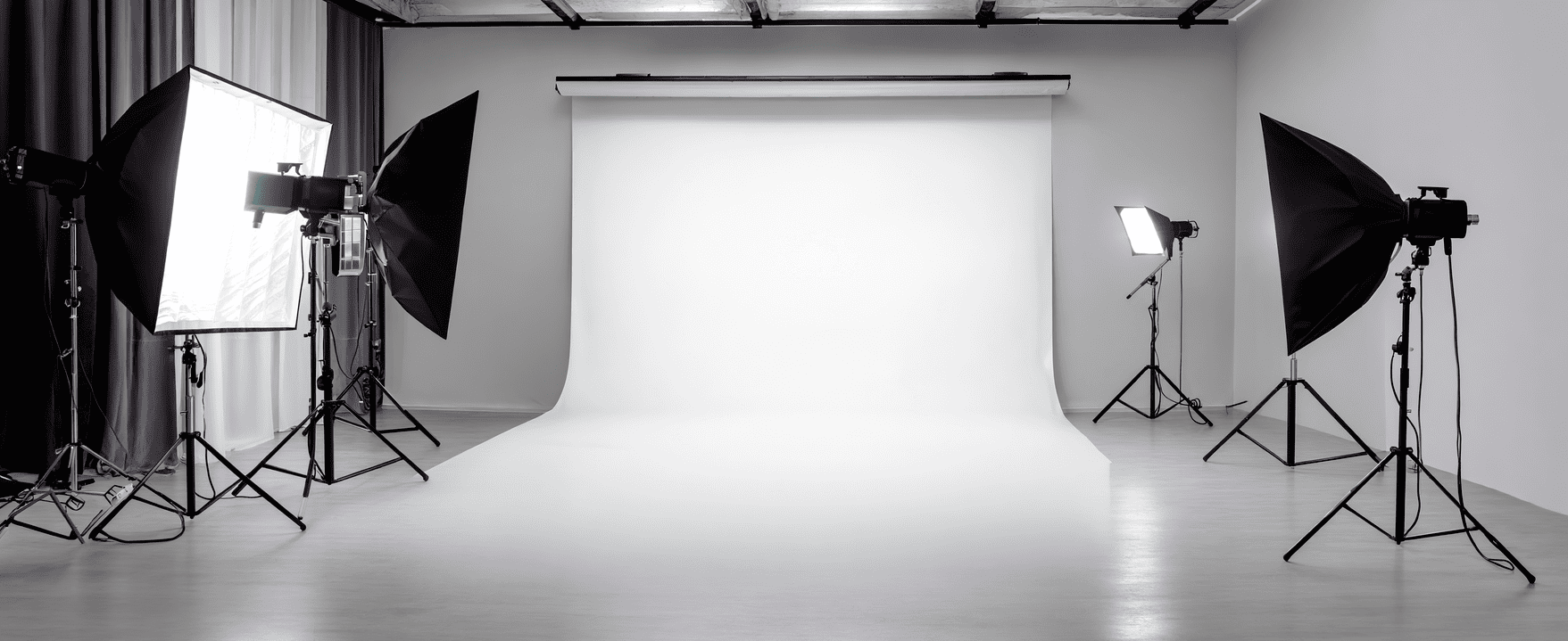 Professionelles Fotostudio mit Lichttechnik für Content-Produktion, Kampagnenbilder und Markeninszenierung.