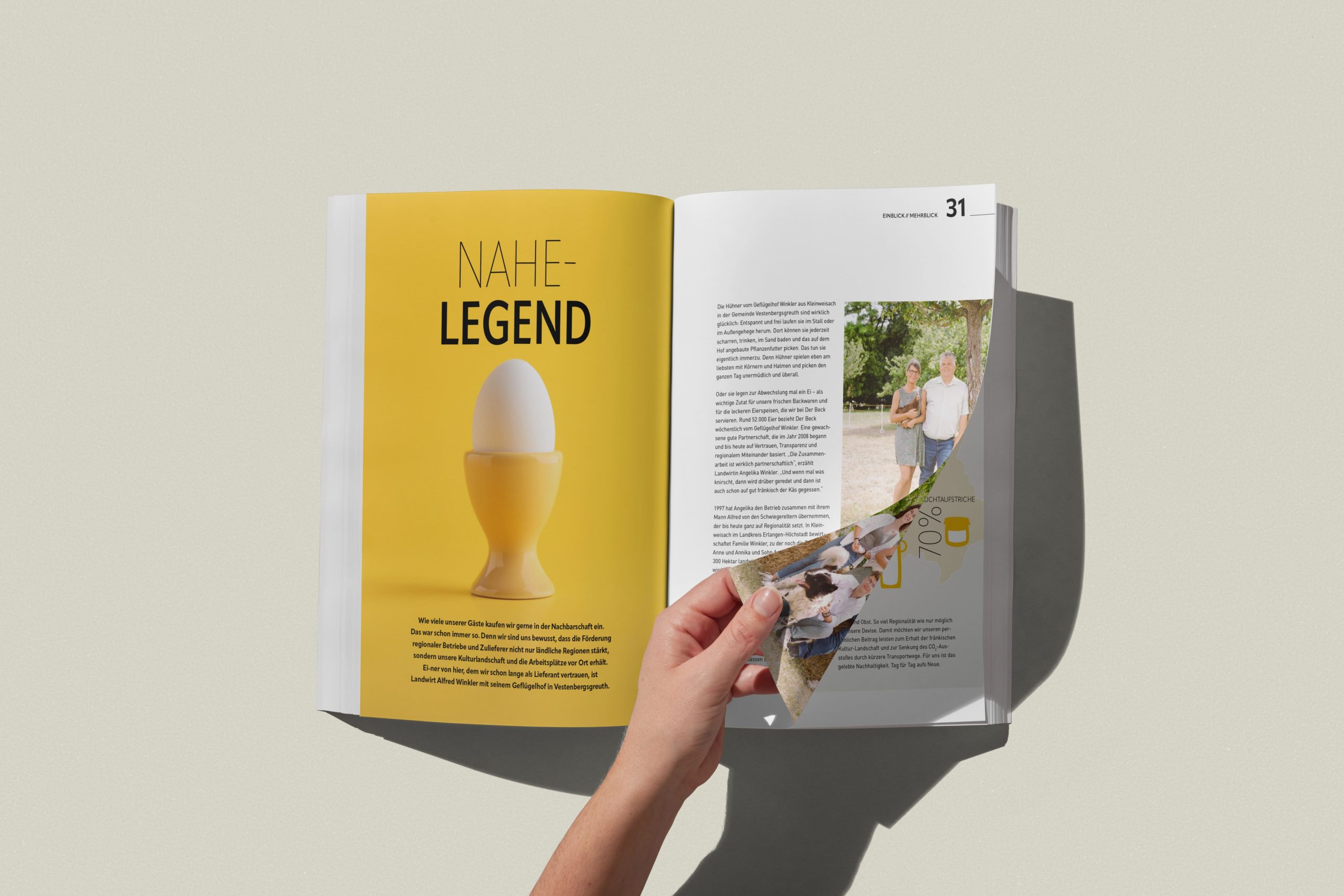 Imagebroschüre für Der Beck mit modern gestaltetem Magazinlayout und kreativer Printkommunikation der rubi agentur.