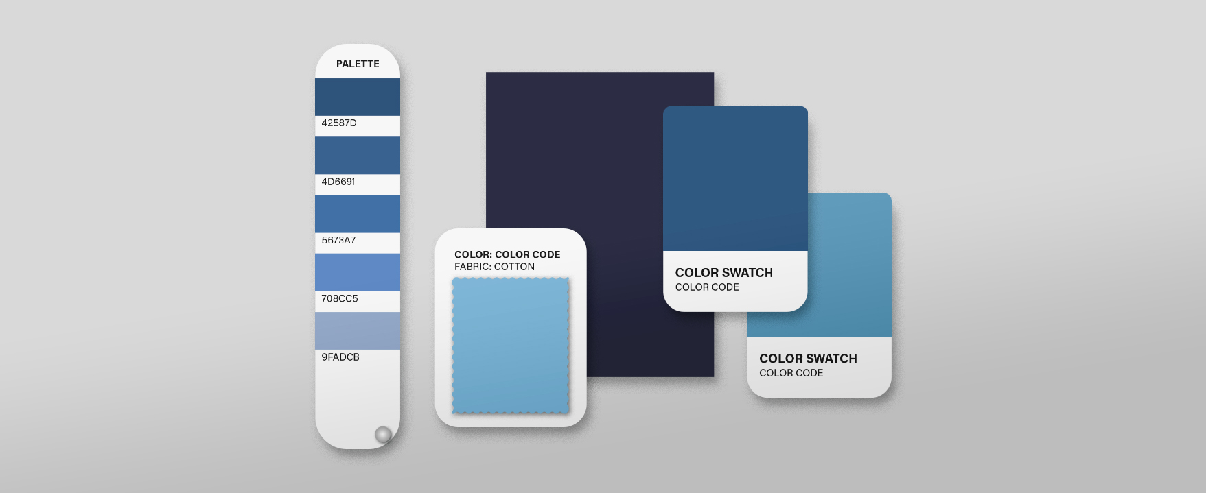 Farbpalette und Gestaltungselemente zur Entwicklung einer konsistenten Brand Identity und visuellen Markenwelt.