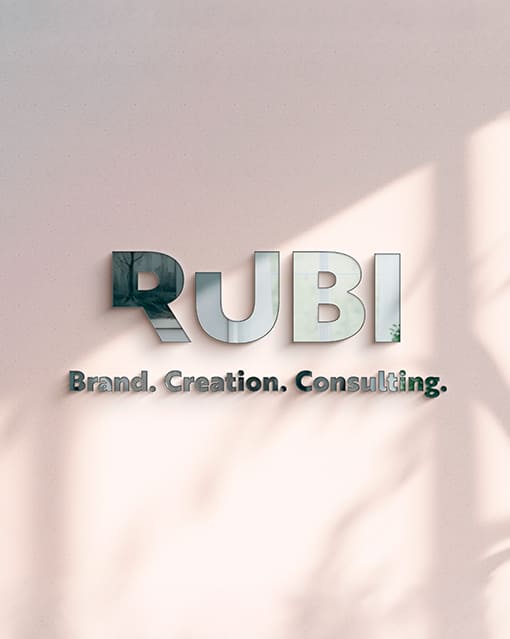 3D-Logo der rubi agentur mit Fokus auf Branding, Design und kreative Markenkommunikation.